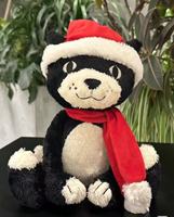 Peluche de Noël Jelly Cat, grande peluche de chat noir pour enfants, en tissu ultra-doux avec rembourrage en coton PP