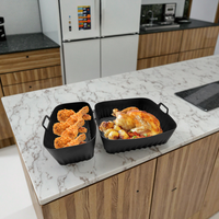 Revêtements de friteuse à air en silicone de qualité alimentaire, réutilisables, antiadhésifs, écologiques, style rectangulaire, avec brosses, spatules et tapis chauffants