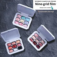 Vernis à ongles gel à haute saturation, non toxique, longue durée, neuf grilles, dégradé blush, lignes de peinture sans bavure, lampe LED