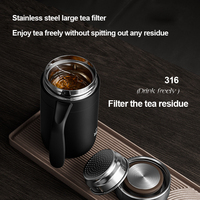 Tasse à eau isolante en acier inoxydable pour hommes poignée de séparation du thé grande capacité fiole à vide bureau maison idée cadeau d'affaires