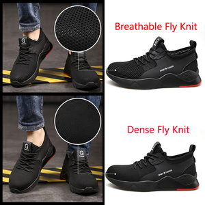 Chaussures de sécurité athlétiques décontractées pour femmes, respirantes, en maille Flyknit, avec embout en acier, pour toutes les saisons - Stock économique pour hommes - Product Image 2