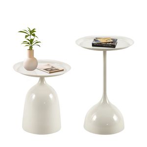 White <b>Side</b> Table Resin Minimalist Modern Living Room Furniture Durable Home Decor - Product Image 1