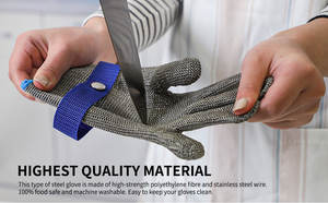 Gants de haute qualité en acier inoxydable de qualité alimentaire, anti-coupure, antidérapants, à texture écaille de poisson, avec bracelet élastique respirant et résistant aux déchirures - Product Image 3