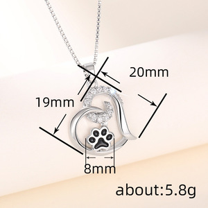 Collana con Ciondolo a Cuore e Zampa di Animale Domestico per Donne, Stile Smaltato, Gioiello alla Moda, Regalo - Product Image 4