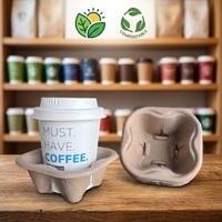 Plateau à café en pulpe compostable à double paroi, écologique et biodégradable, pour boissons à emporter