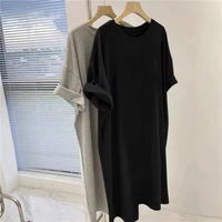 Robe T-shirt décontractée en coton tricoté imprimé pour femme, coupe oversize, longueur midi, avec logo personnalisé, grandes tailles, collection 2023, vente en gros