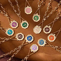 Collier pendentif en forme de bouteille de souhait en émail coloré 12 signes du zodiaque pour femme