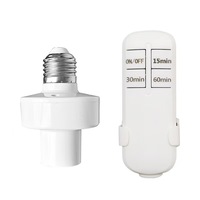 Lampu LED 220V dengan Remote Kontrol Nirkabel, Dudukan Lampu Model Sekrup Bahan PC, Soket E27, Dapat Diredupkan, Saklar Timer, Steker EU, Lampu Malam