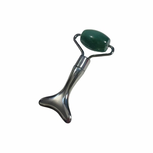 Custom Logo Green Aventurine <b>Roller</b> Zinc Alloy New Jade <b>Roller</b> Facial <b>Massager</b> - Product Image 1