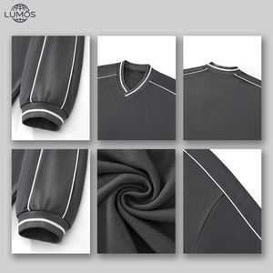 Sudadera con cuello en V y bloques de color, estilo universitario americano, de manga larga, para <span class=keywords><strong>hombre</strong></span>, con hombros caídos y puños acanalados, para otoño e invierno - Product Image 4