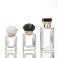 Flacon de parfum vide en verre à fond épais, forme carrée allongée, avec pompe, 30/50/100 ml, avec bouchons en plastique de luxe et impression sérigraphiée pour cosmétiques