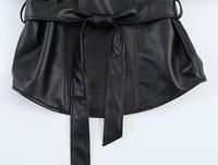 En stock, nouvelle veste en PU et polyester à col court de style européen et américain, ceinture à la taille, style rétro, élégante, pour femmes, 2 couleurs