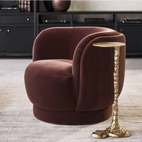 Fauteuil pivotant d'appoint en fausse fourrure mohair bordeaux, style moderne du milieu du siècle, pour salon, hôtel, ou chambre à coucher, avec structure en bois vintage