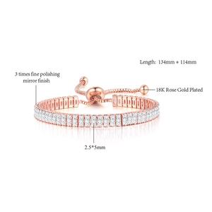 Hochwertige Frauen 4MM Square mehrfarbigen Zirkon Silber Gold farbig verstellbare Kette Tennis Armband Mode anpassbar - Product Image 4