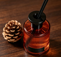 Diffuseur de parfum d'ambiance de luxe en verre ambré côtelé vertical, sans alcool, sans plomb, longue durée, pour aromathérapie, noir