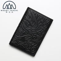 Dompet Kartu Pendek Kulit Embos Naga Fashion Logo Kustom, Dompet Kartu RFID Tipis Kulit Lembut Buatan Tangan