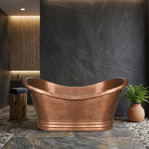 Baignoire autoportante en cuivre ovale, baignoire en métal artisanale sans couvercle pour la maison, l'hôtel, la salle de bain - Product Image 2
