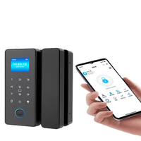 DFD Tuya Wi-Fi Cloud Biometric Fingerprint Glass Door Lock Zinc Alloy Keyless Entry Smart Office Co-working Space.