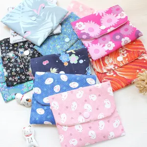 Sac à main de rangement pour serviettes hygiéniques, pochette de stockage pour serviettes hygiéniques en coton style japonais