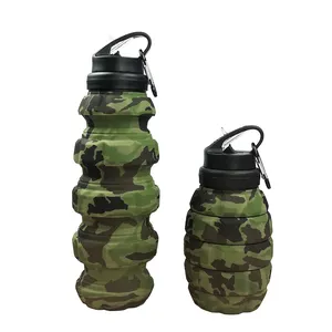 Katlanabilir su şişesi BPA ücretsiz silikon su şişesi 17oz kullanımlık taşınabilir spor su şişesi seyahat spor kamp yürüyüş için