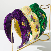 Nouveau Bandeau Haute Qualité pour Femme, Style Carnaval, Fait Main, avec Étoiles en Tissu Pailleté Couleur Unie, Effet Scintillant et Design Original