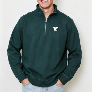 Felpe da <span class=keywords><strong>Uomo</strong></span> Personalizzate Premium con Zip 1/4, <span class=keywords><strong>Verde</strong></span>, 450gsm Cotone Anti-pilling, Lavaggio Acido - Product Image 4