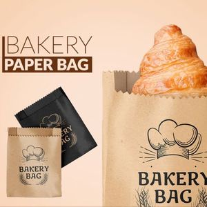 Cheap Recycled Biodegradable Greaseproof Custom Logo Printed Brown/White Kraft Paper <b>Bags</b> for Bakery and Grocery Packaging - Product Image 5