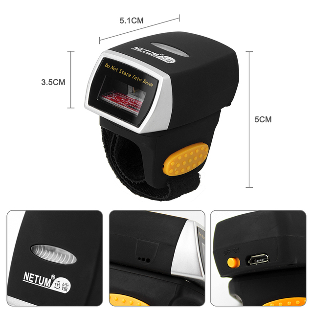 Netum R2L R3L High Speed High Precision Mini Wearable Ring Barcode Scanner 1D 2D QR Code for Warehouse Picking Logistics Sorting
