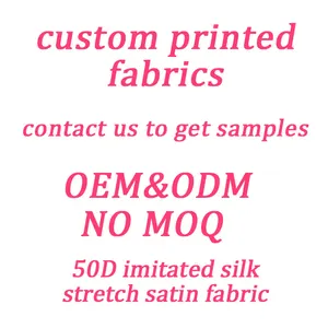 free sample no MOQ professional customization pattern printed 50D imitated silk polyester satin fabrics for dress