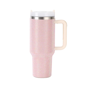 Glam Stainless Steel Tumbler 40 Oz With Handle Glitter Vacuum Flask Travel <b>Mug</b> Pink Blue Silver <b>Gold</b> Rose <b>Gold</b> Black Brown - Product Image 3