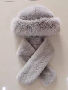 Automne et hiver mode écharpe pour adultes <span class=keywords><strong>fille</strong></span> chaud en peluche croix Rex lapin fourrure chapeau écharpe <span class=keywords><strong>ensemble</strong></span> - Product Image 5