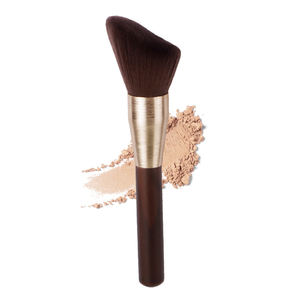 Logo de pinceau de maquillage personnalisé Pinceau à <span class=keywords><strong>contour</strong></span> coudé Cheveux synthétiques Procédé de <span class=keywords><strong>dessin</strong></span> Tube en aluminium Manche de pinceau en bois massif - Product Image 1