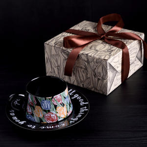 Vente en gros de tasse à café en céramique rétro tulipe de luxe léger avec logo personnalisé-Cadeaux d'affaires écologiques lavables au lave-vaisselle - Product Image 3