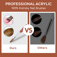 Hechunzi Round Nail Art Pen Brushes 7 Pièces Set 100% Kolinsky Hair Manche en bois Taille 8 10 12 14 16 18 20 Kolinsky Brush