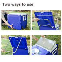Glacière portable en plastique rigide pour l'extérieur, ensemble de glacière pliable pour le camping avec table et chaises, roues