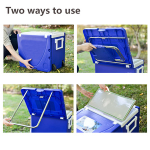 Outdoor-Hartplastik-Kühlbox, tragbar, faltbar, mit Tisch, Stühlen und Rollen - Product Image 2