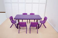 Table d'activités rectangulaire en plastique pour la maternelle, table de jeu pour enfants, tables et chaises réglables pour l'éducation préscolaire