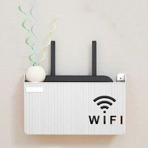 Étagère murale pour routeur Wifi sans fil, boîte <span class=keywords><strong>de</strong></span> <span class=keywords><strong>rangement</strong></span> en plastique ABS, support pour routeur, support pour câbles et alimentation, boîte organisatrice pour salon - Product Image 1
