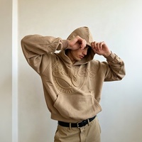 Tailles américaines, échantillon gratuit, sweats à capuche d'hiver personnalisés avec broderie 3D et motifs en relief de dessins animés, survêtements streetwear vierges à blocs de couleur unie