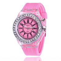 Reloj electrónico transparente para estudiantes, reloj deportivo impermeable luminoso de cuarzo de moda unisex, reloj de silicona Geneva