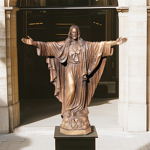 Gran Escultura de Jesús en Bronce con Mano Abierta, Estatua Religiosa Antigua de Jesús el Redentor para Exteriores en Venta - Product Image 4