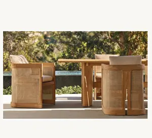 Luxury Teak Furniture Outdoor Teak Furniture Patio Garden Dining Set Solid Wood Dining Table And Chairs Set