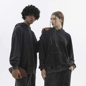 CL350H Sweat à capuche unisexe personnalisé imprimé, brodé, noir, délavé, coupe classique, respirant, 100% coton, lavage à l'acide - Product Image 2