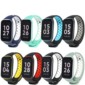 Bi-renk değiştirme silikon kayış delikleri Redmi Band2 <span class=keywords><strong>Mi</strong></span> Band8 aktif akıllı saat bantları için yumuşak nefes Watchband Correa - Product Image 1