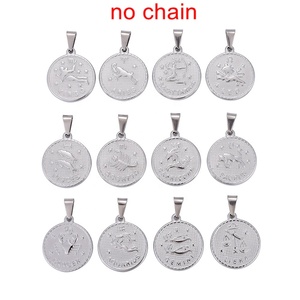 Mwcylife — pendentif Horoscope plaqué or 18K, bijoux en acier inoxydable, pendentif pièce de monnaie médaillon, pendentif zodiaque de mode - Product Image 2