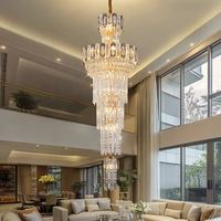 Lustre moderne de luxe léger pour escalier rotatif, AC 220V LED, pour plafond haut, villa, duplex, salon, cristal haut de gamme