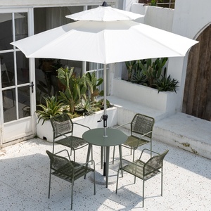 Moderno Set da pranzo all'aperto in ferro PE <span class=keywords><strong>vimini</strong></span> <span class=keywords><strong>e</strong></span> <span class=keywords><strong>Rattan</strong></span> bar sedie per Villa cortile negozio di tè del latte o all'aperto per il tempo libero - Product Image 2