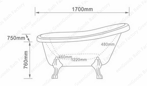 Antigüedades bañeras chinas bañera independiente con patas de <span class=keywords><strong>gallo</strong></span> de 55 pulgadas - Product Image 6