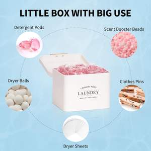 Conteneur de stockage de poudre de détergent à lessive en métal <span class=keywords><strong>Support</strong></span> mural Poubelle suspendue Poubelle à charpie Séchoir magnétique Porte-feuille - Product Image 3