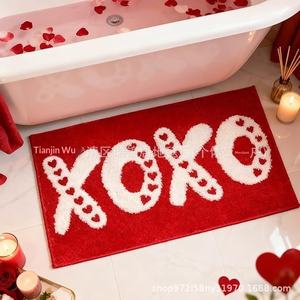 Tapis de salle de bain imprimé XOXO en imitation cachemire, style américain, lavable, décoratif, pour la Saint-Valentin, best-seller transfrontalier - Product Image 3